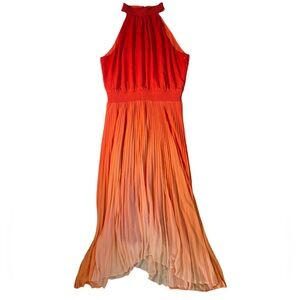 White House Black Market Red to Peach Ombre Halter High-Low Dress